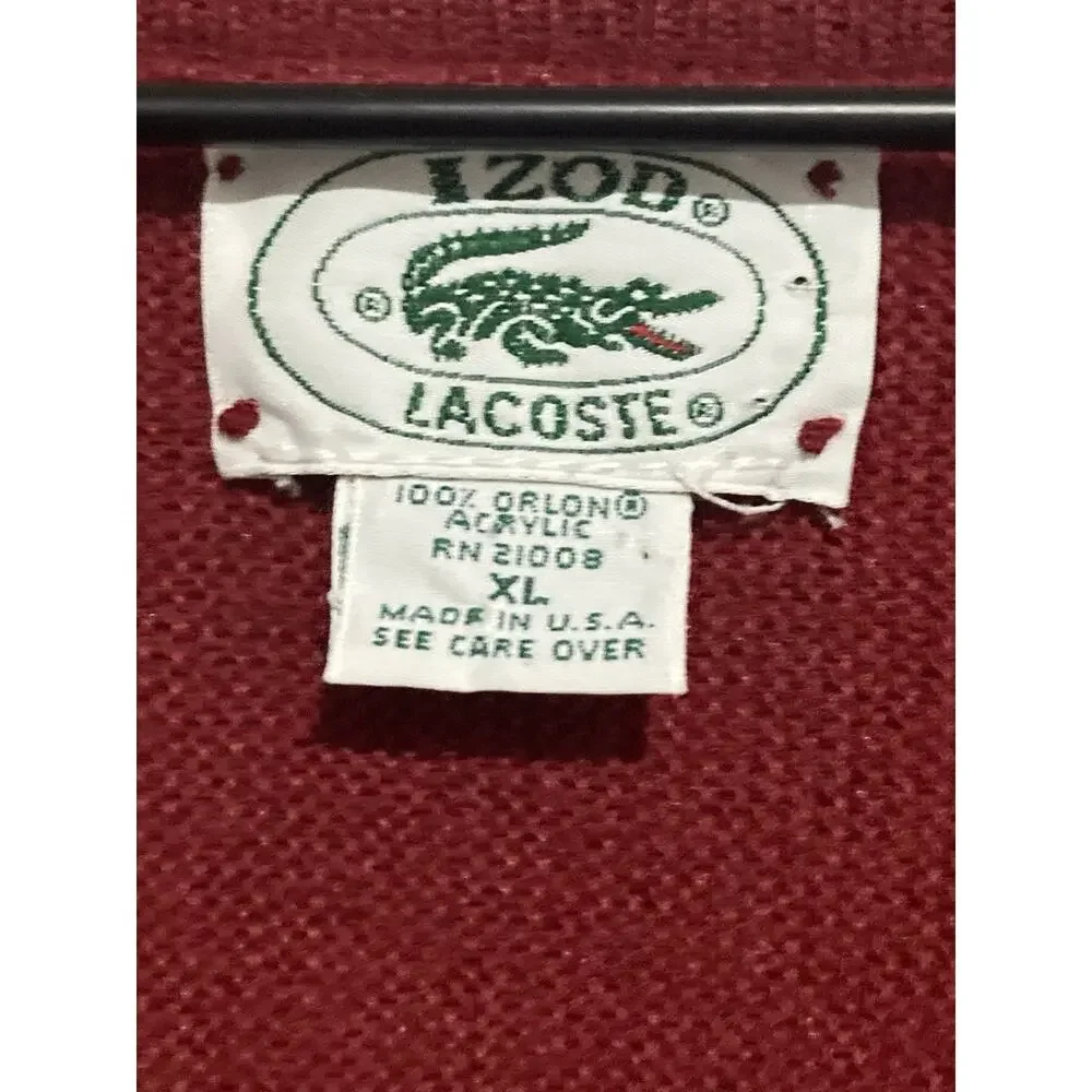 Vintage Izod Lacoste Sweater Mens Extra Large Orlon Crocodile 70S 80S Vtg USA